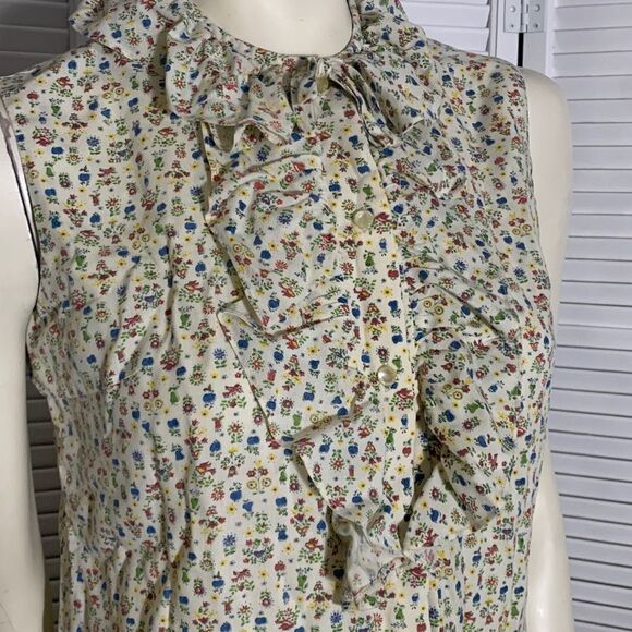 Vintage 1940’s Ruffle Button Down Sleeveless Blouse - Picture 4 of 16